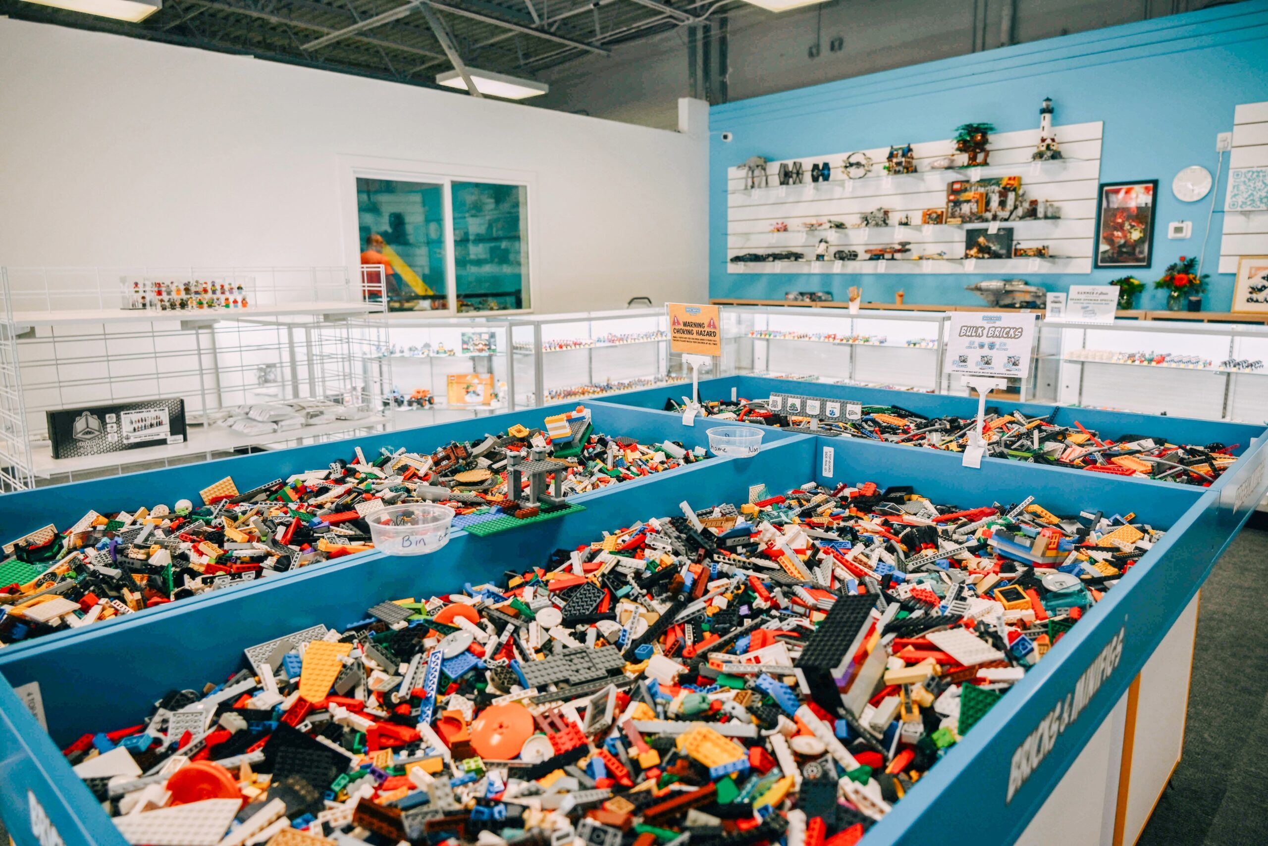 Bulk LEGO brick bins inside the Bricks & Minifigs store in Grandville, Michigan